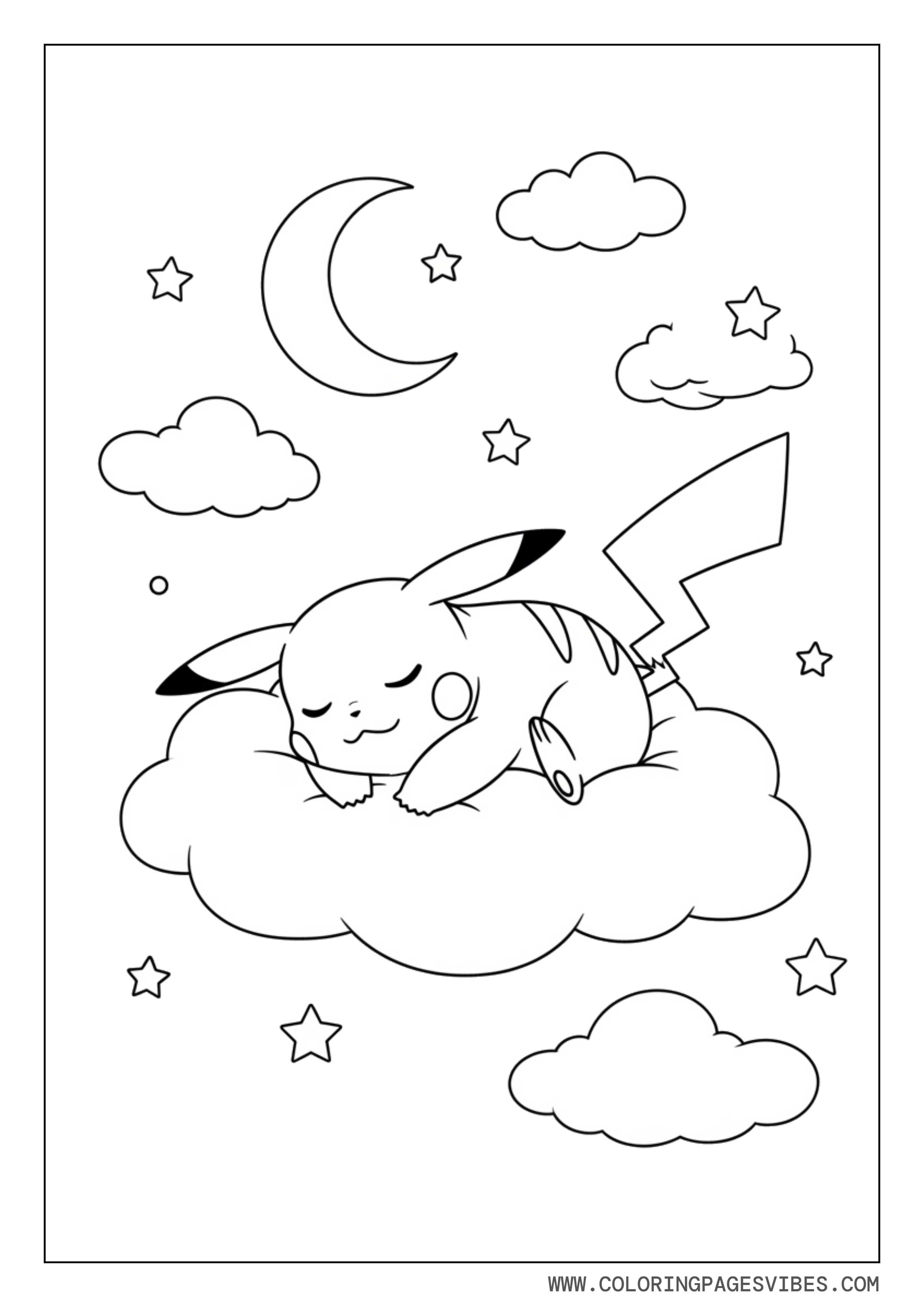 Sleeping Pikachu on a Cloud