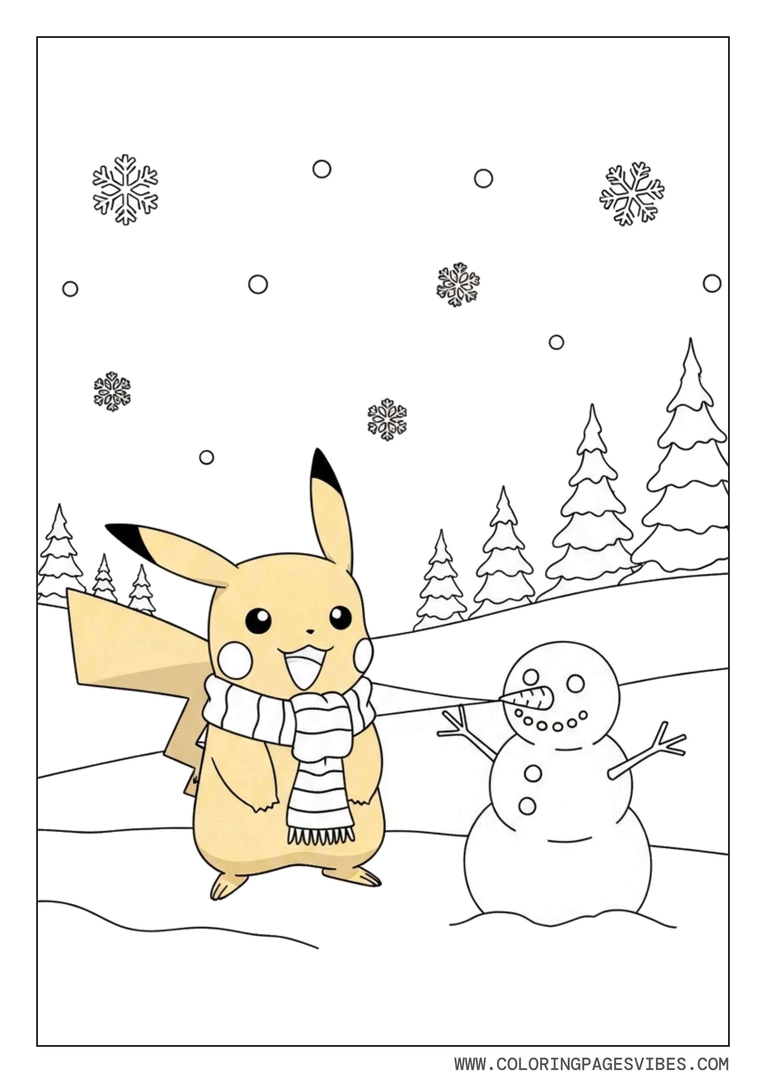 Winter Pikachu in the Snow