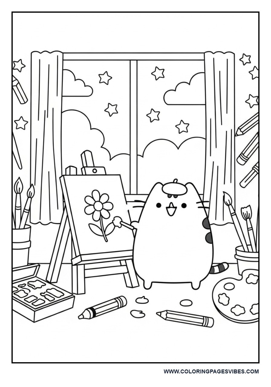 Artist Pusheen Painting a Picture