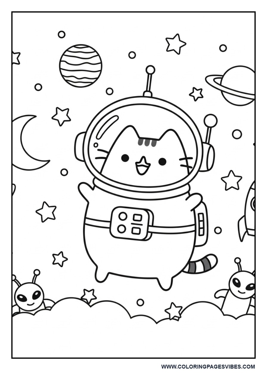 Astronaut Pusheen in Space