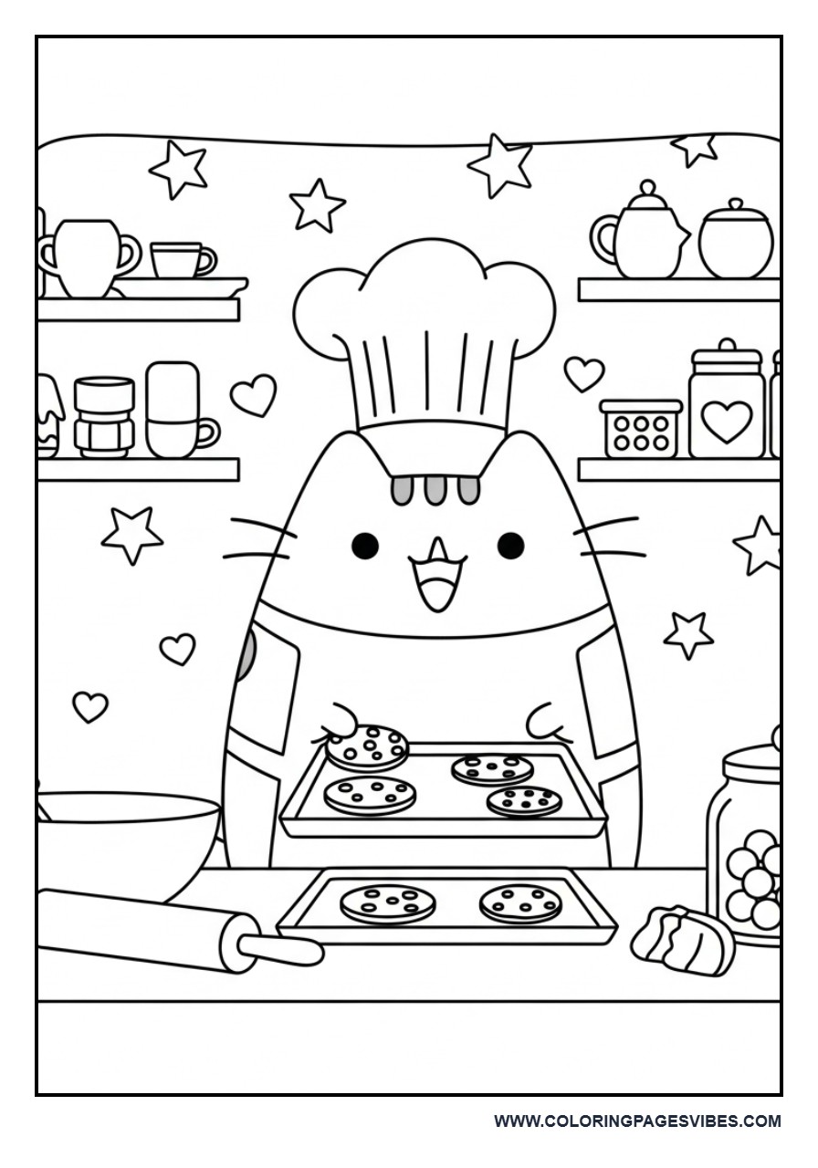 Chef Pusheen Baking Cookies