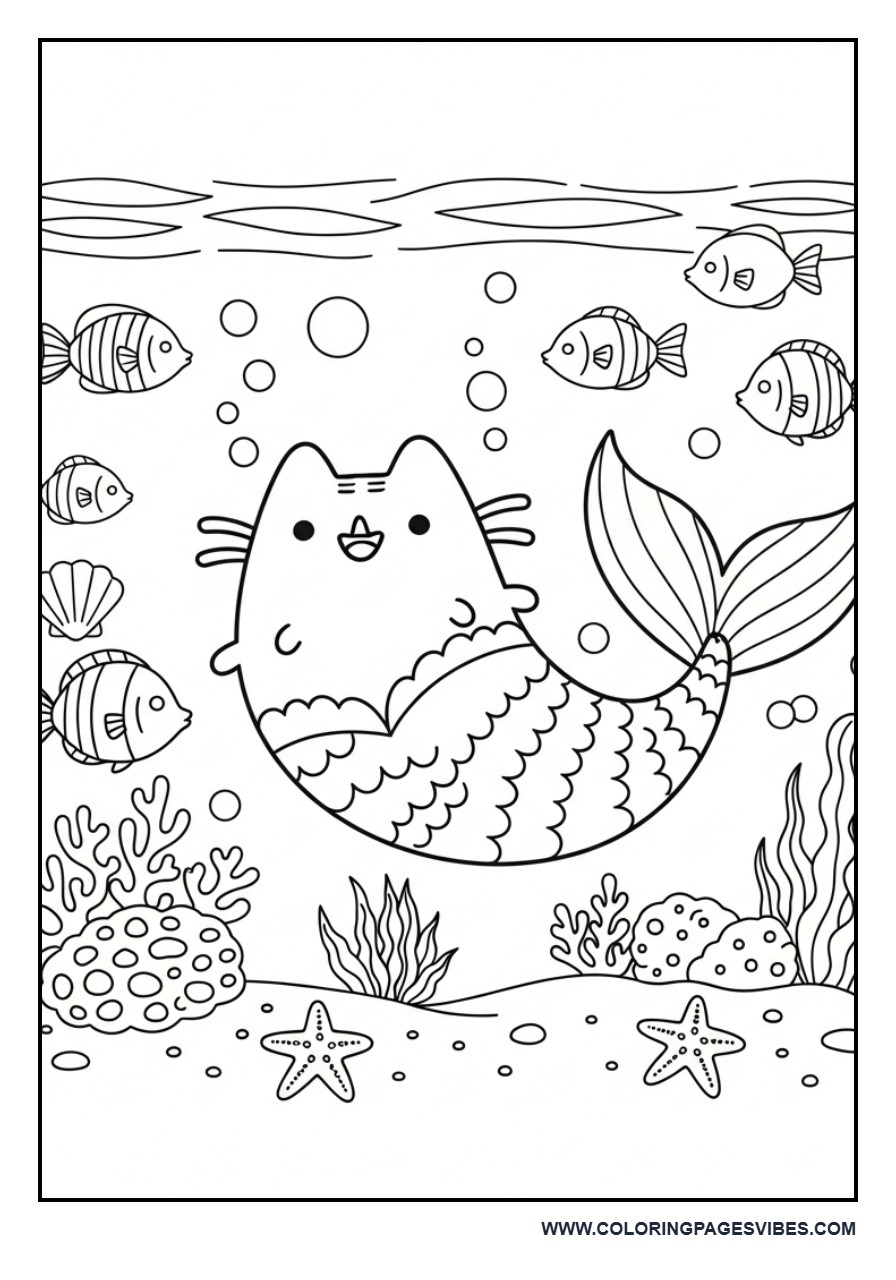 Mermaid Pusheen Under the Sea