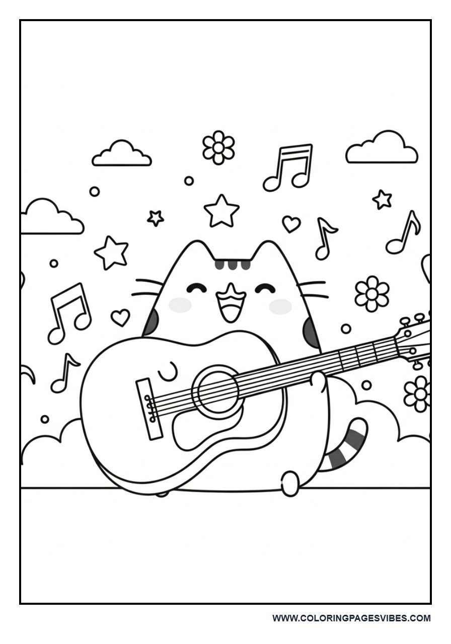 Musician Pusheen Playing Guitar