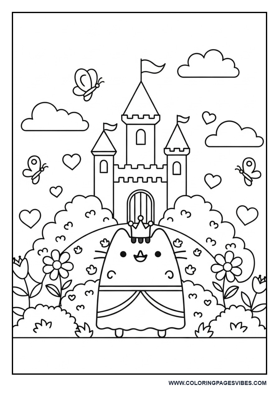 Princess Pusheen in a Castle Garden