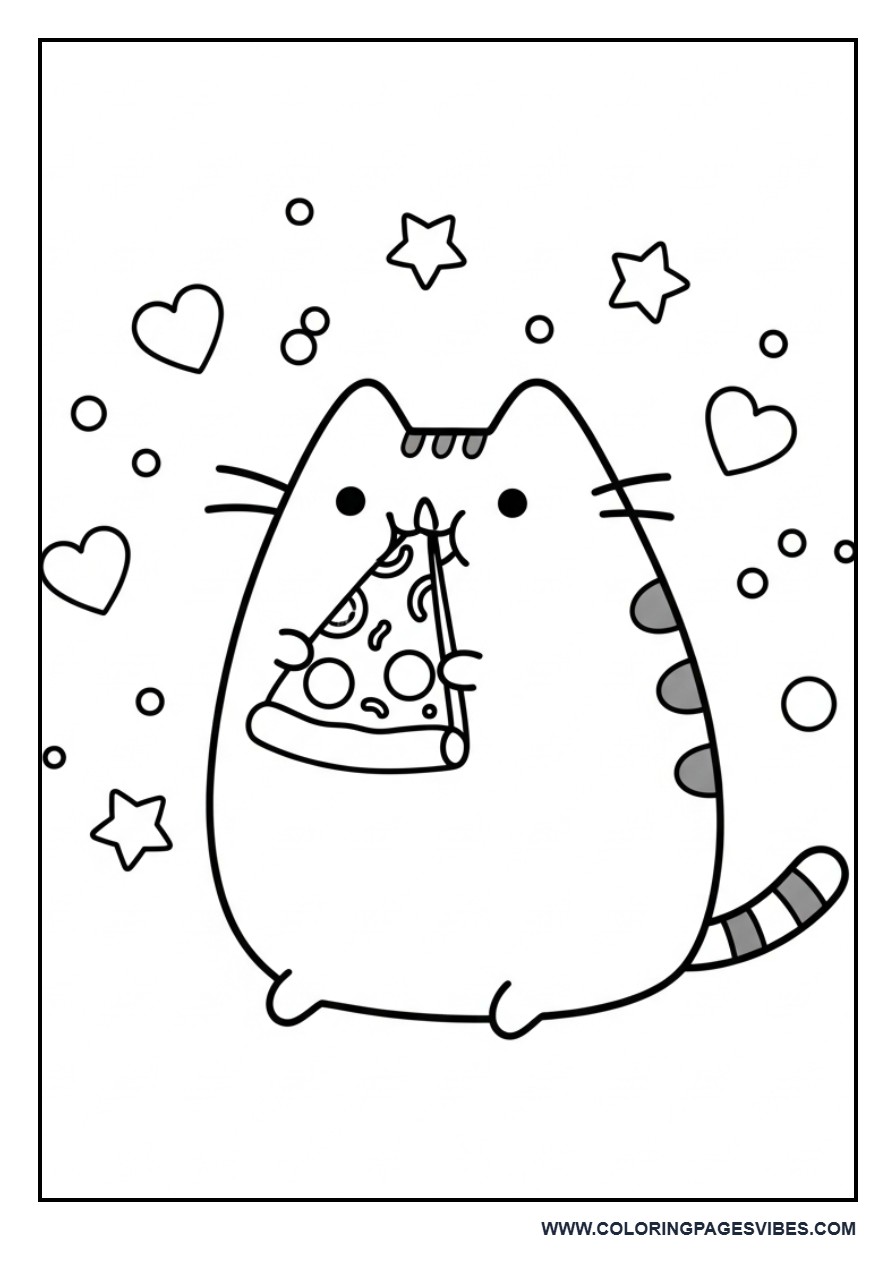 Pusheen Eating a Slice of Pizza