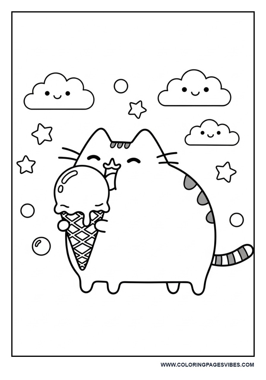 Pusheen Eating Ice Cream