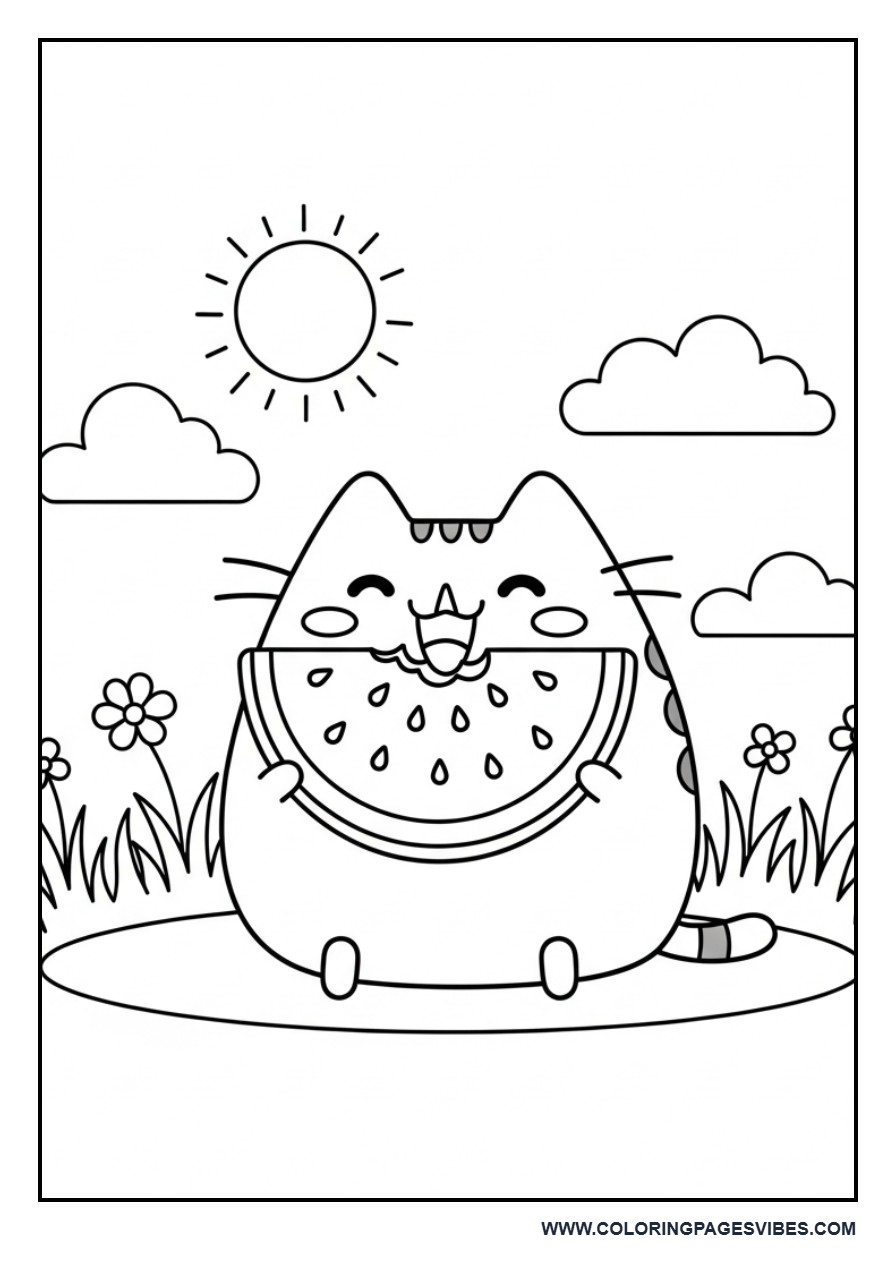 Pusheen Eating Watermelon