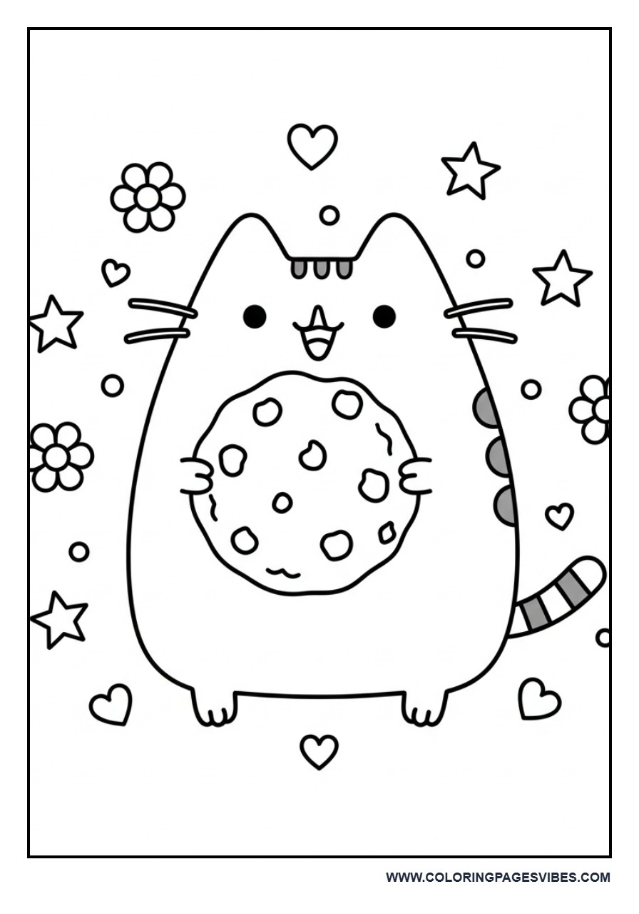 Pusheen Holding a Cookie