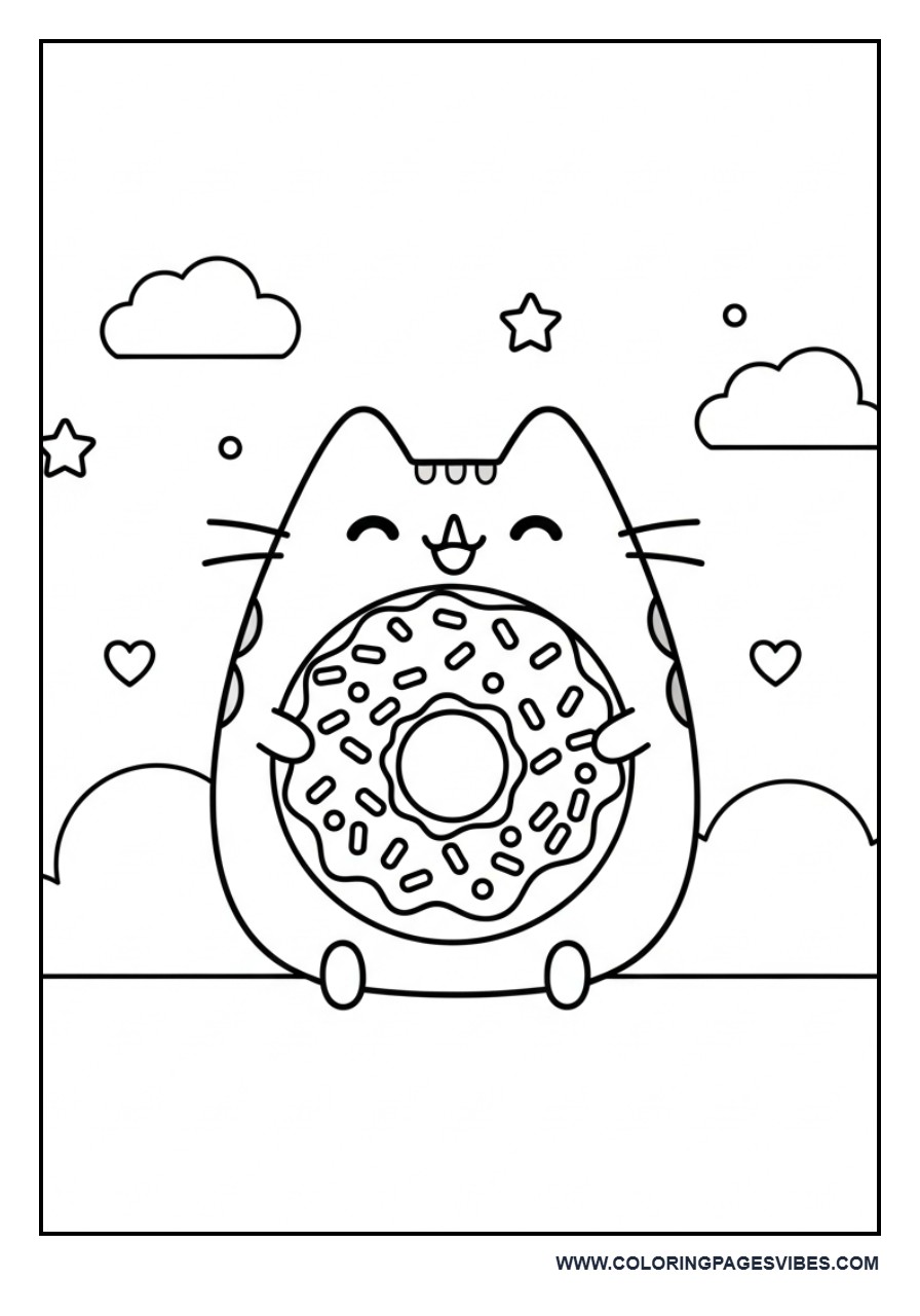 Pusheen Holding a Donut