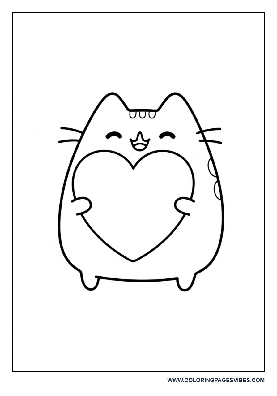 Pusheen Holding a Heart