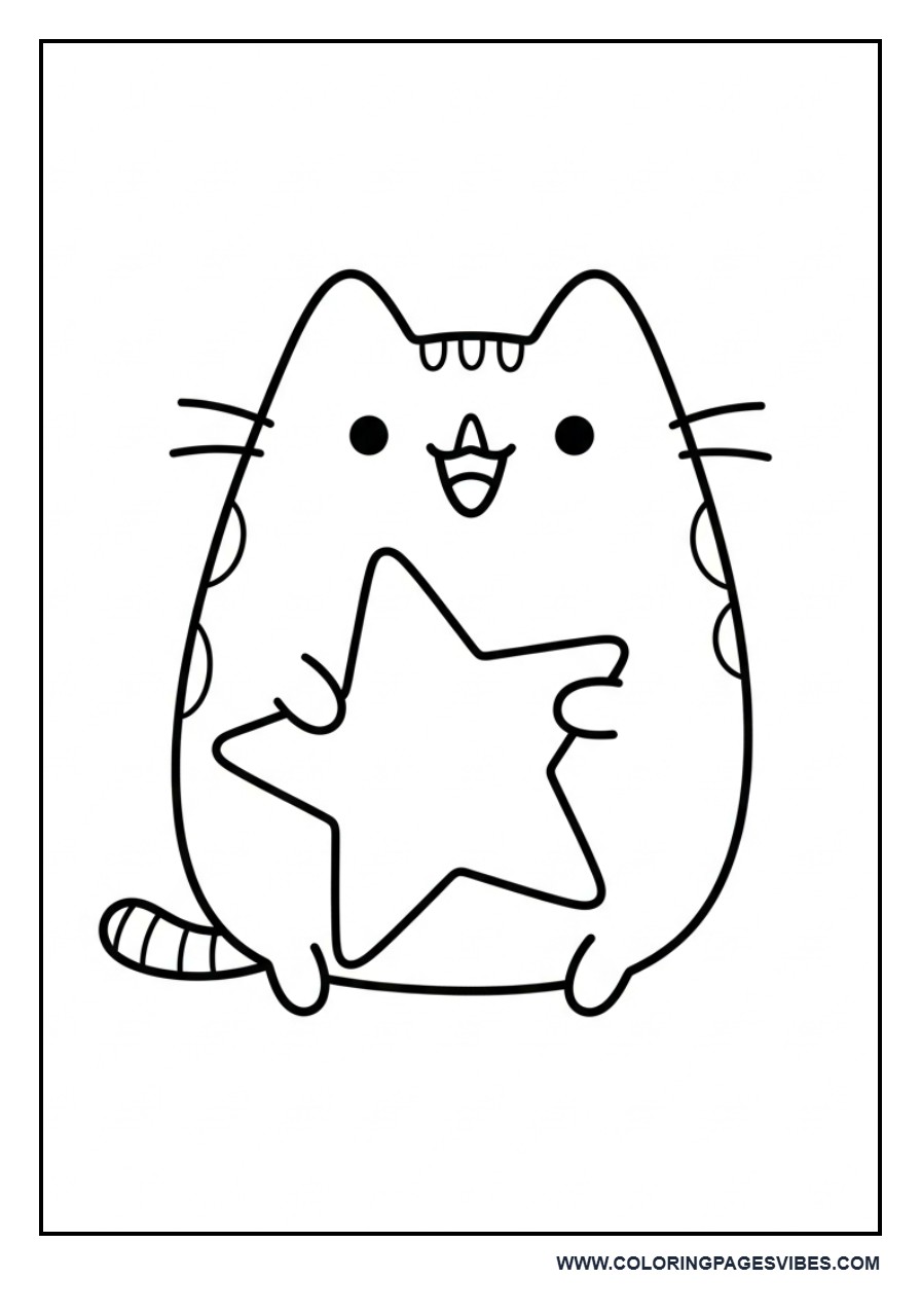 Pusheen Holding a Star