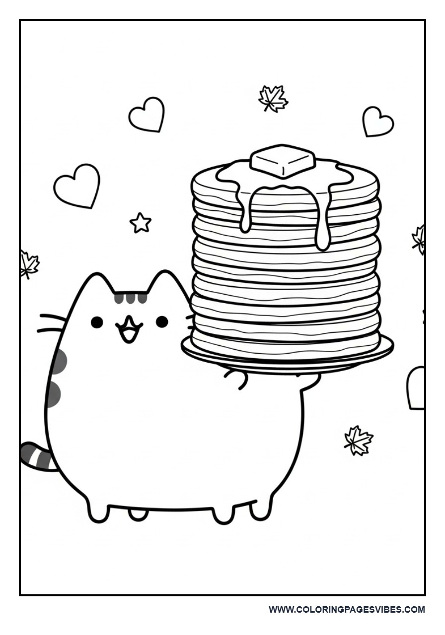 Pusheen Holding Pancakes