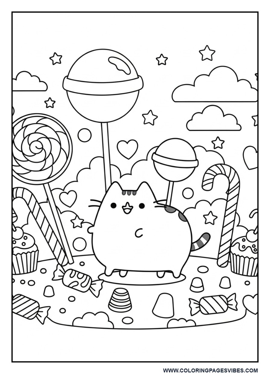 Pusheen in a Candy Land