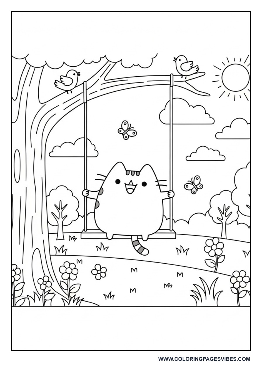 Pusheen on a Swing