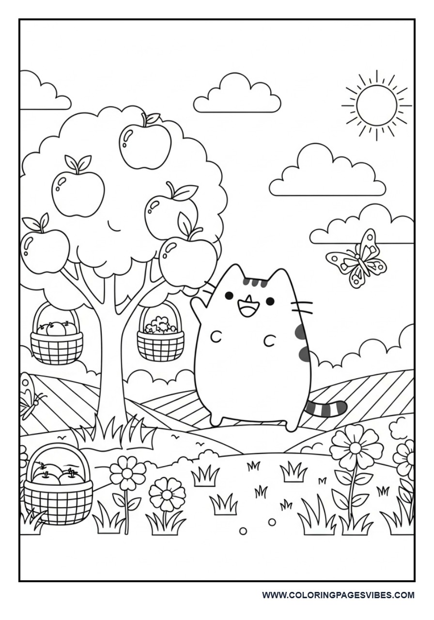 Pusheen Picking Apples