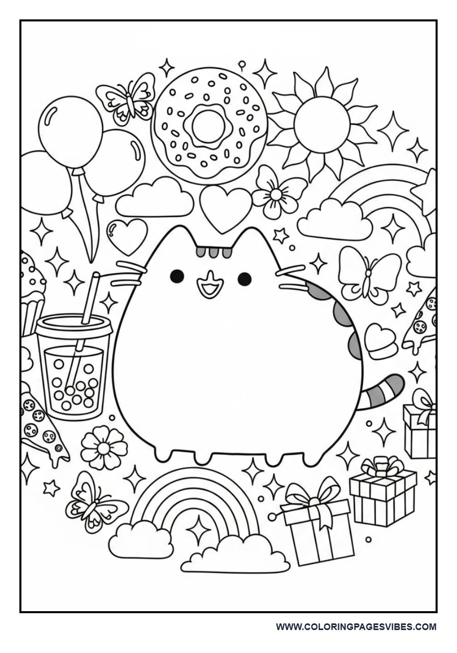 Pusheen Surrounded by Favorite Things