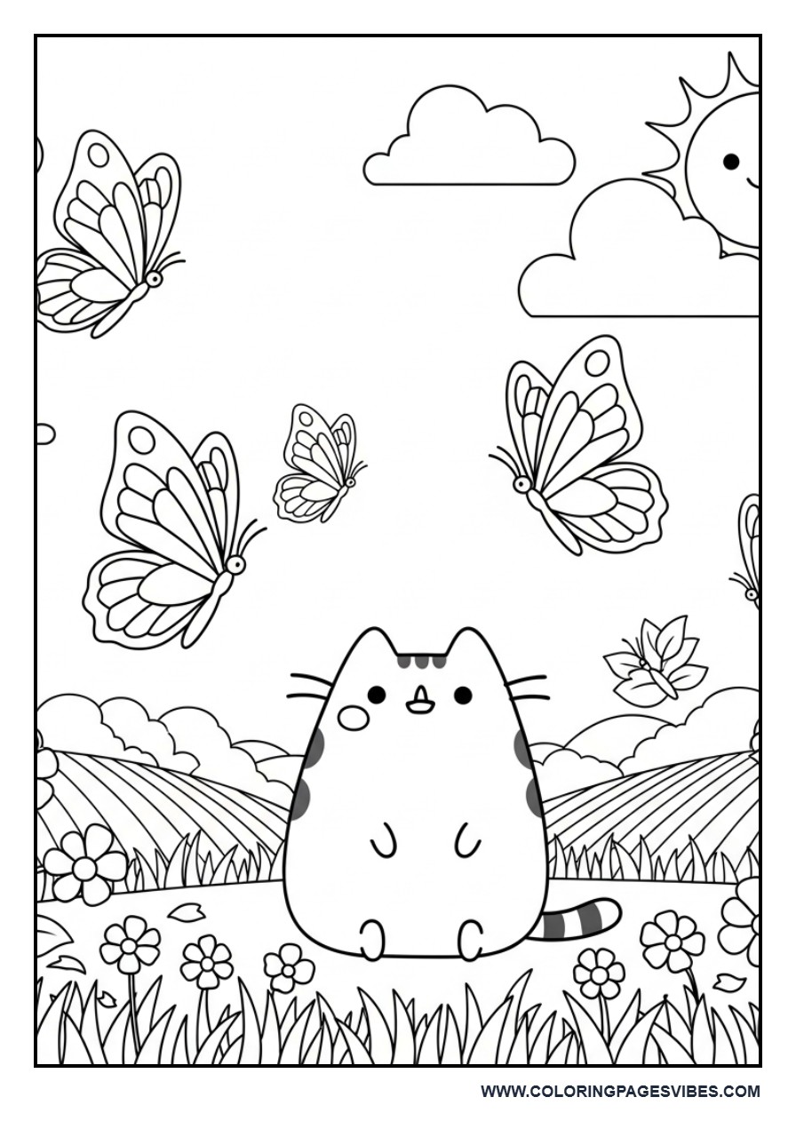 Pusheen Watching Butterflies