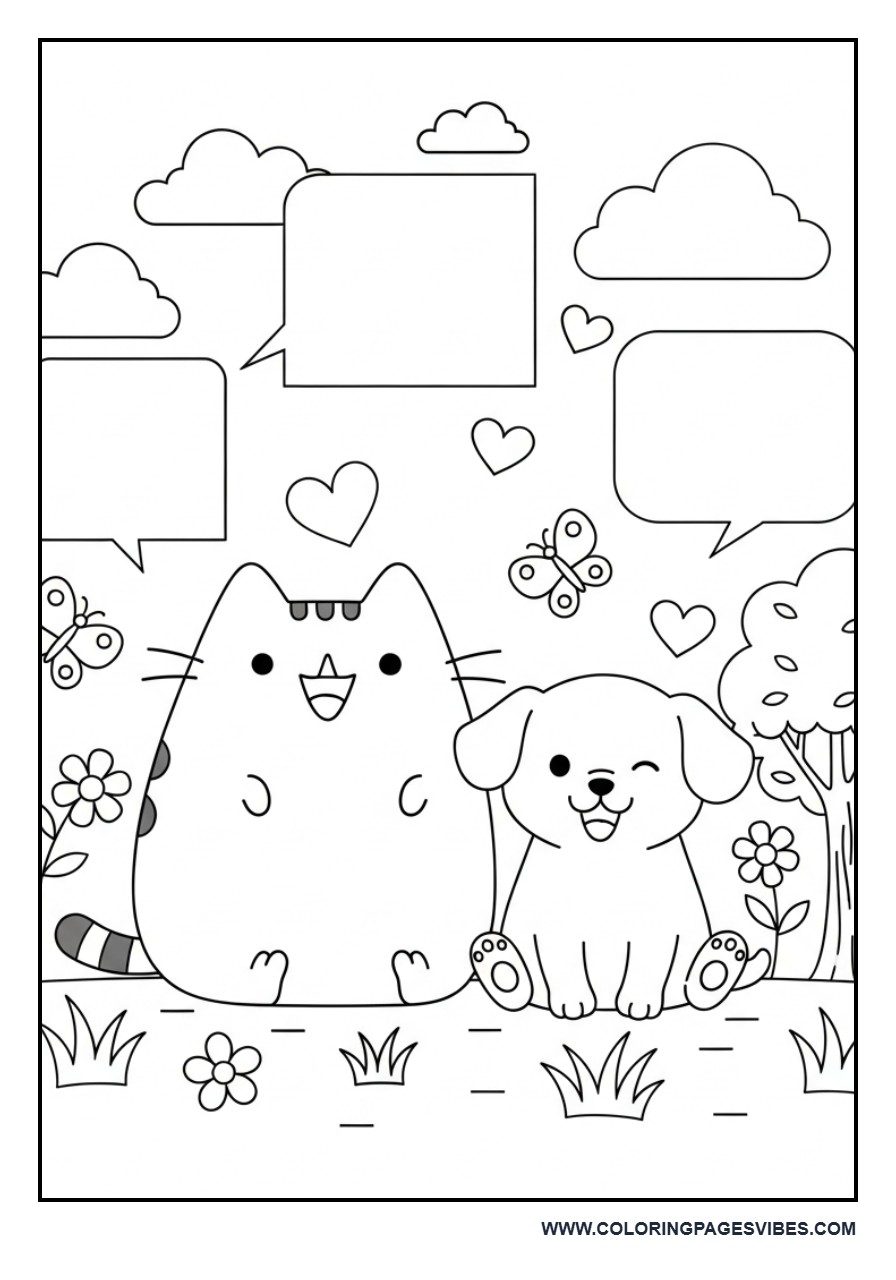Pusheen with a Puppy Friend