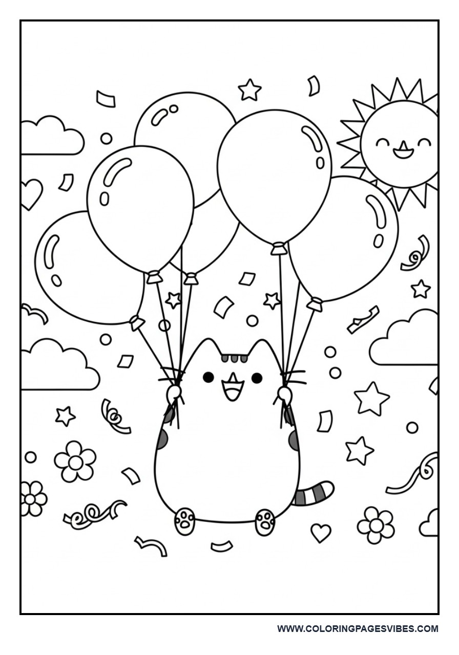 Pusheen with Balloons