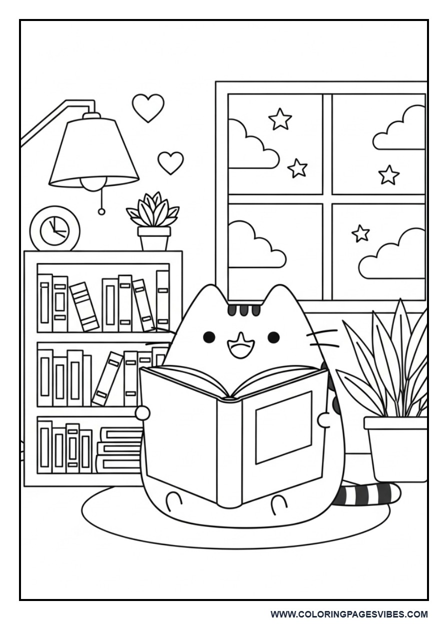 Reading Book Pusheen