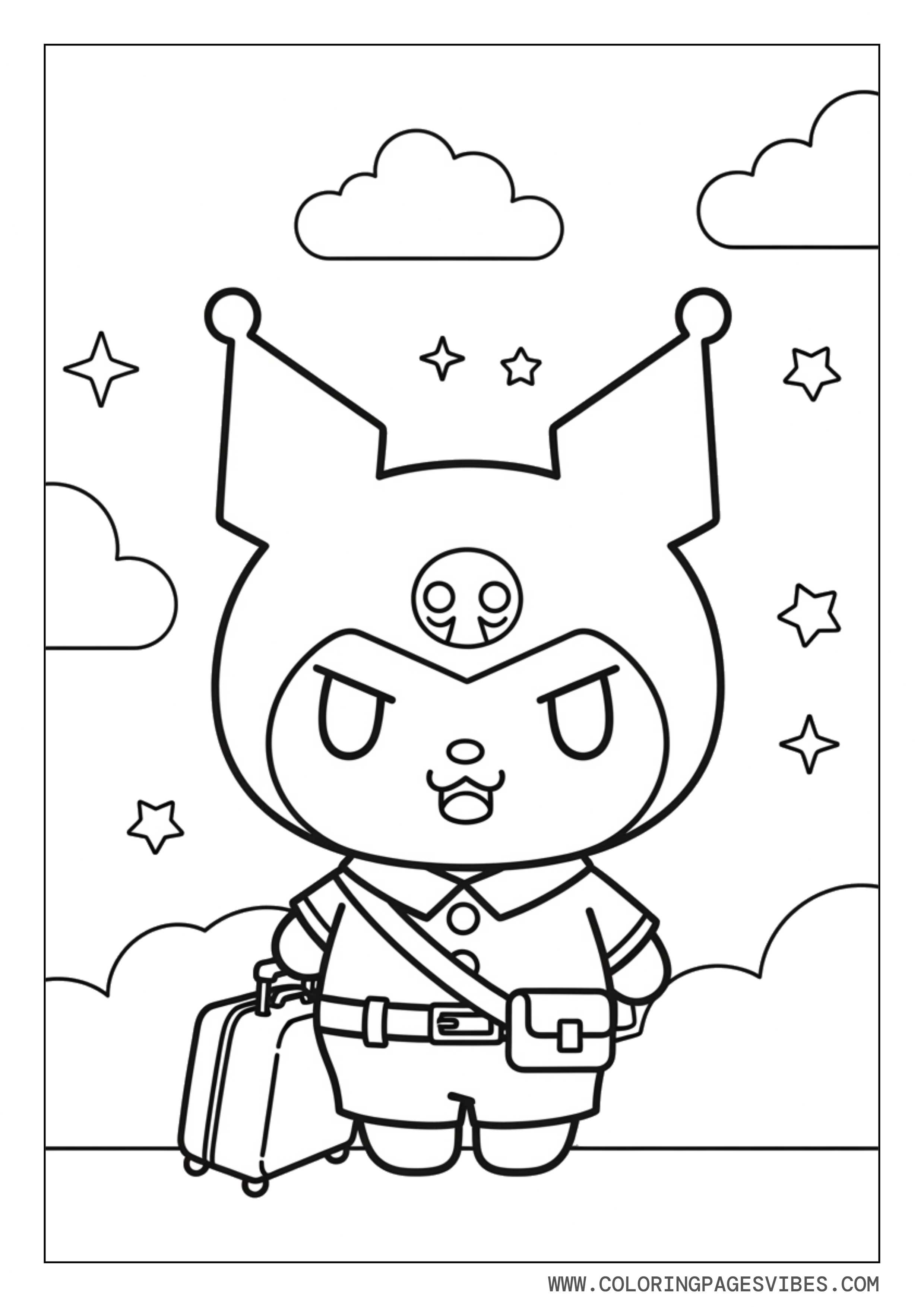 Badtz-Maru Traveling With Suitcase