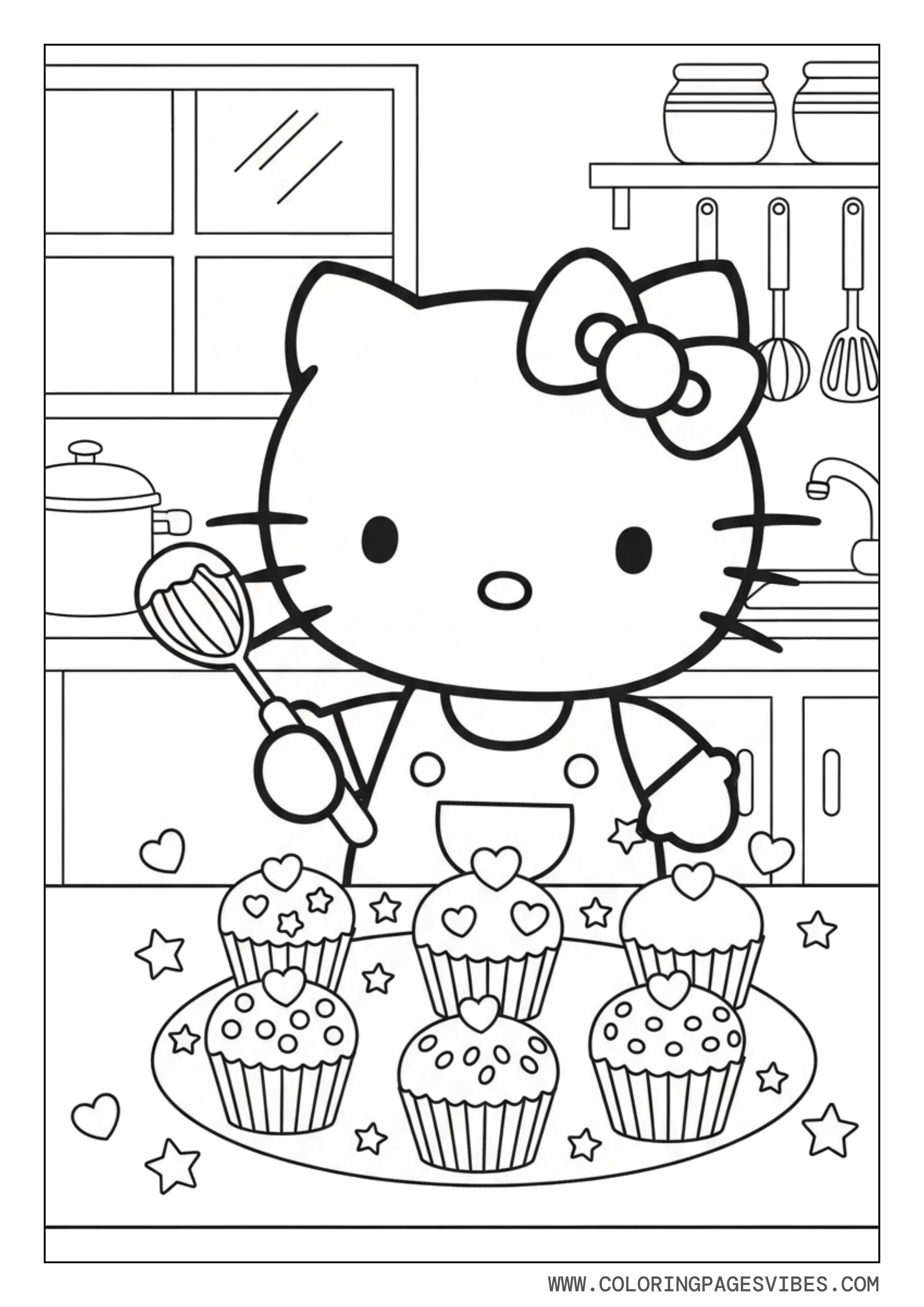 Hello Kitty Baking Cupcakes