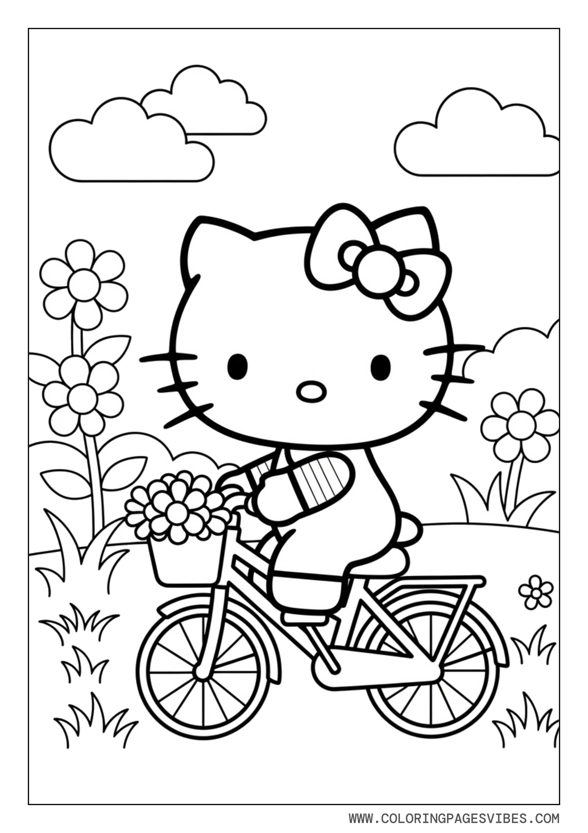 Hello Kitty Riding Bicycle