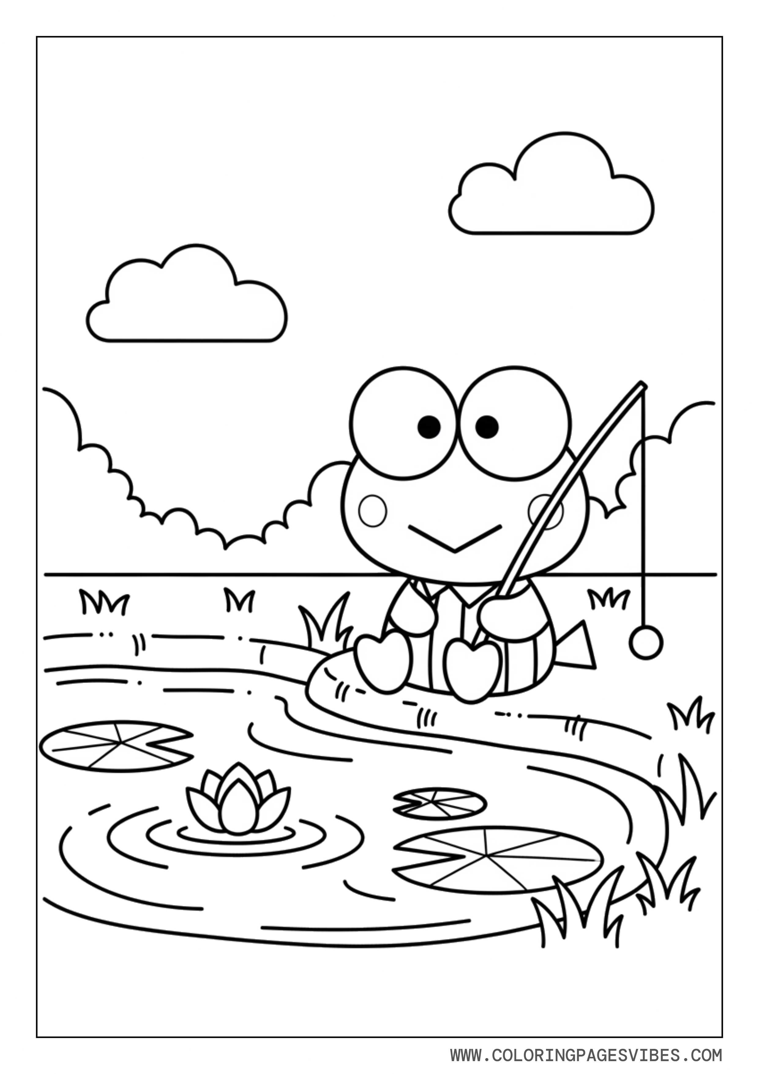 Keroppi Fishing At Pond