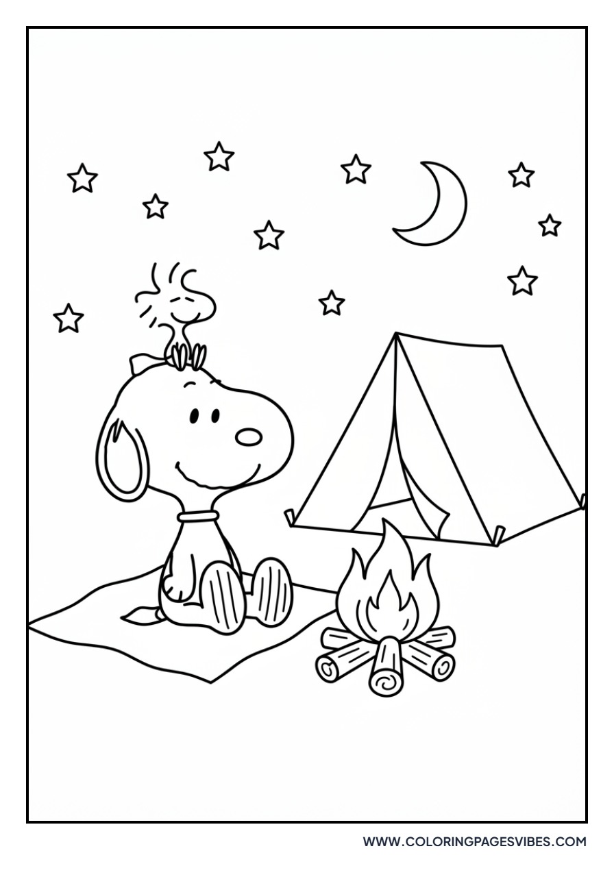 Snoopy and Woodstock Camping