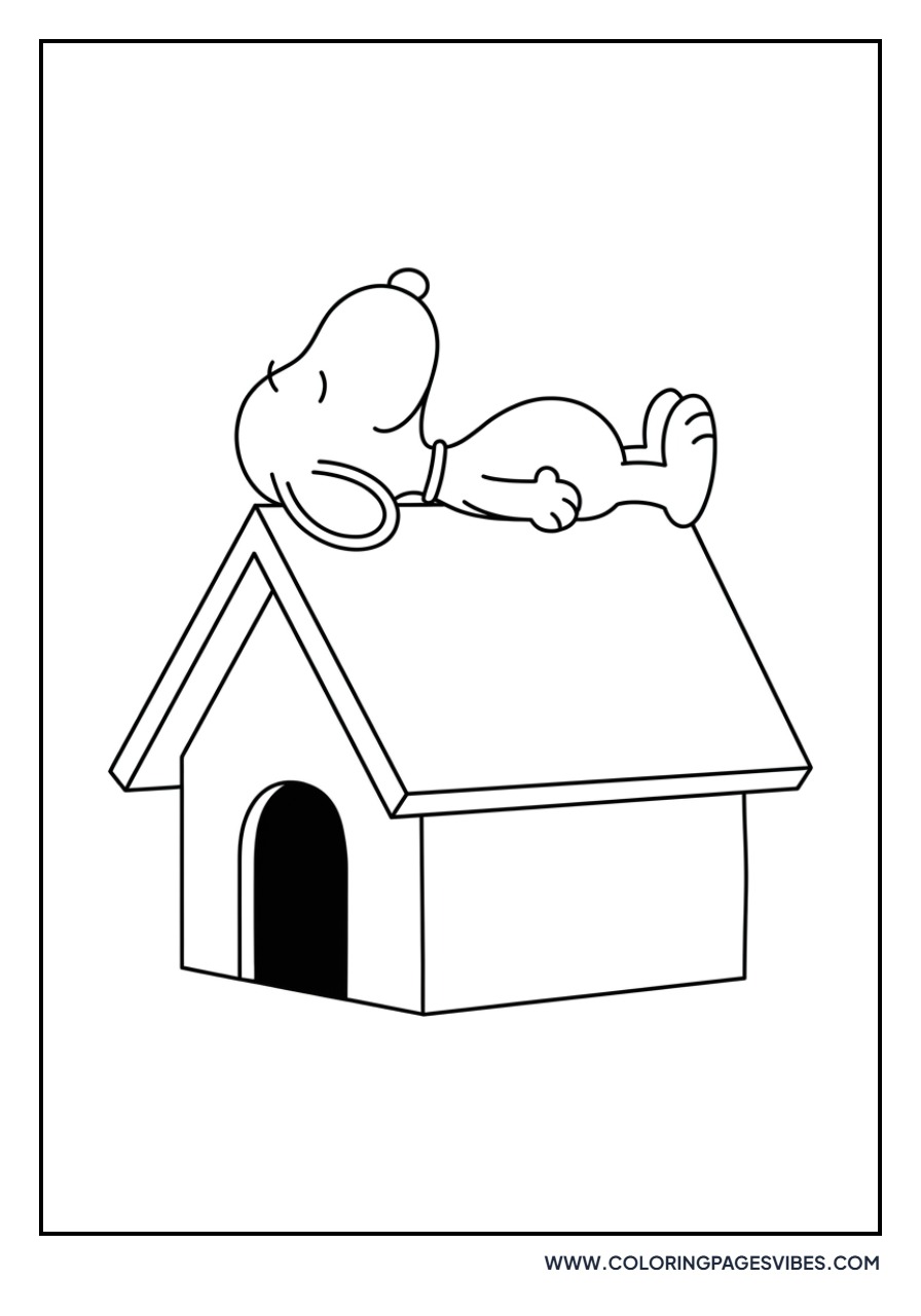 Snoopy Napping on Doghouse