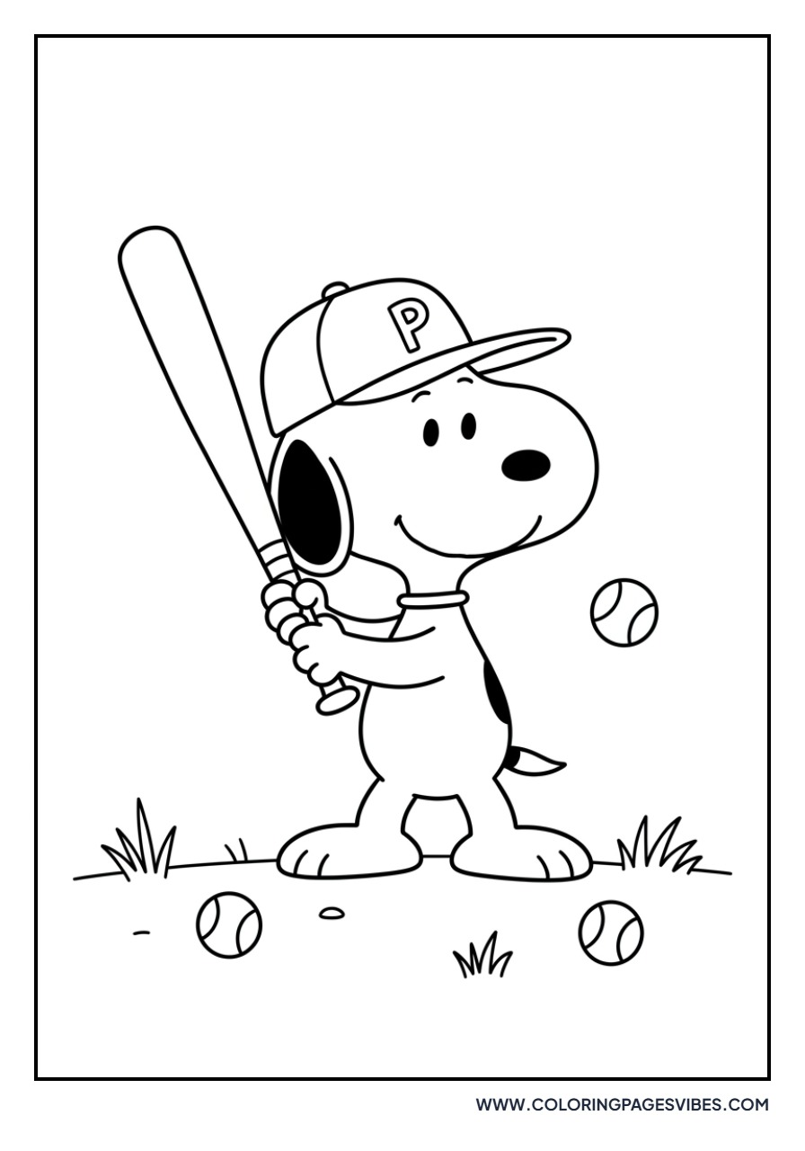 Snoopy Playing Baseball