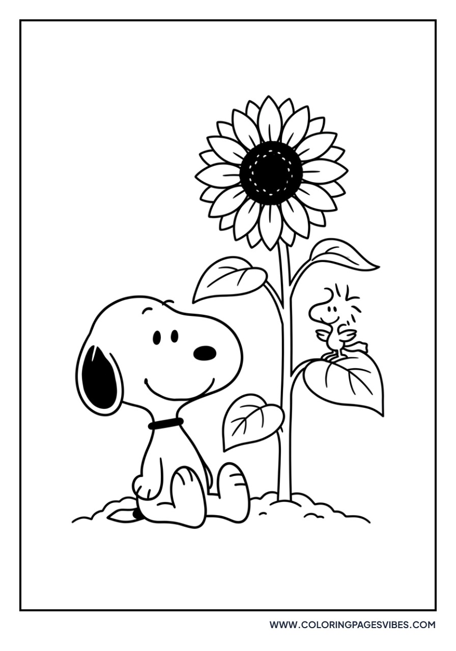Snoopy with a Sunflower