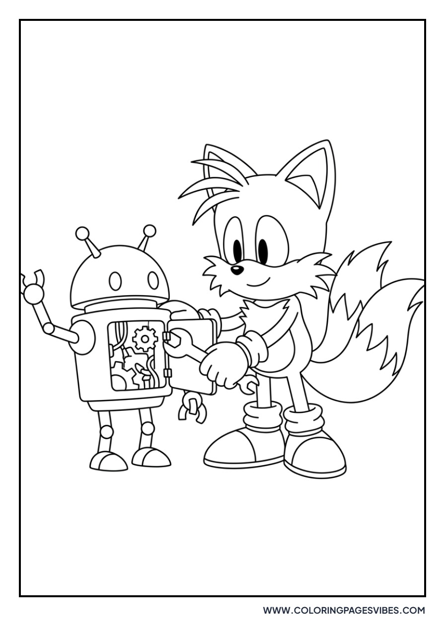 Tails Working on Robot