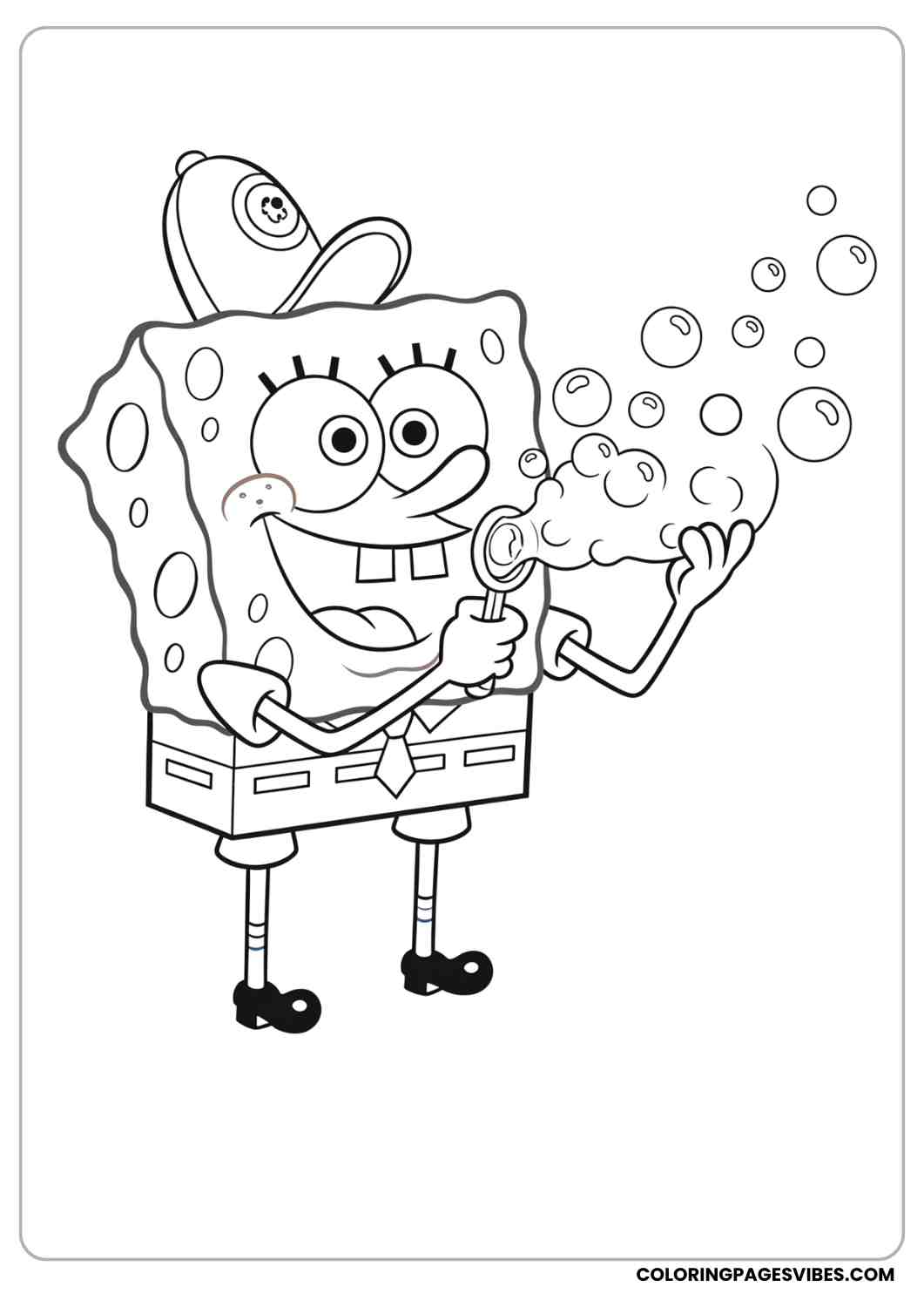 spongebob blowing bubbles coloring page