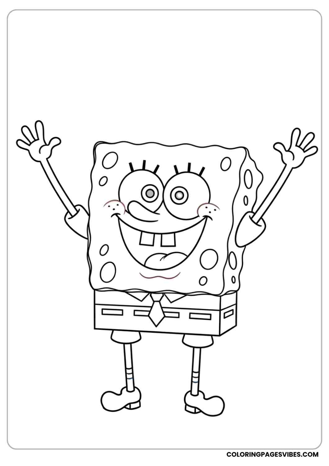 spongebob waving in excitement coloring page