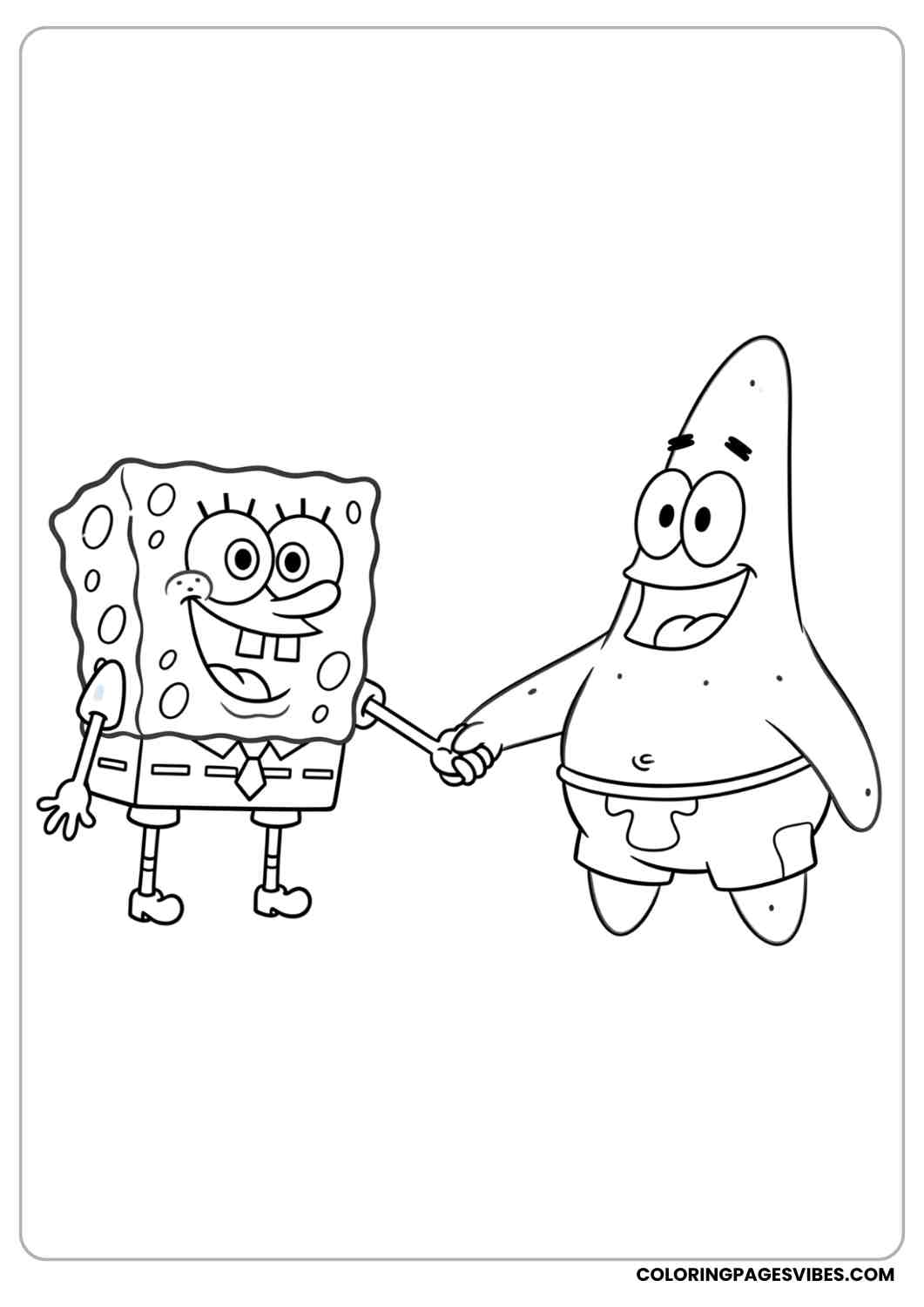 spongebob holding hands with patrick coloring page