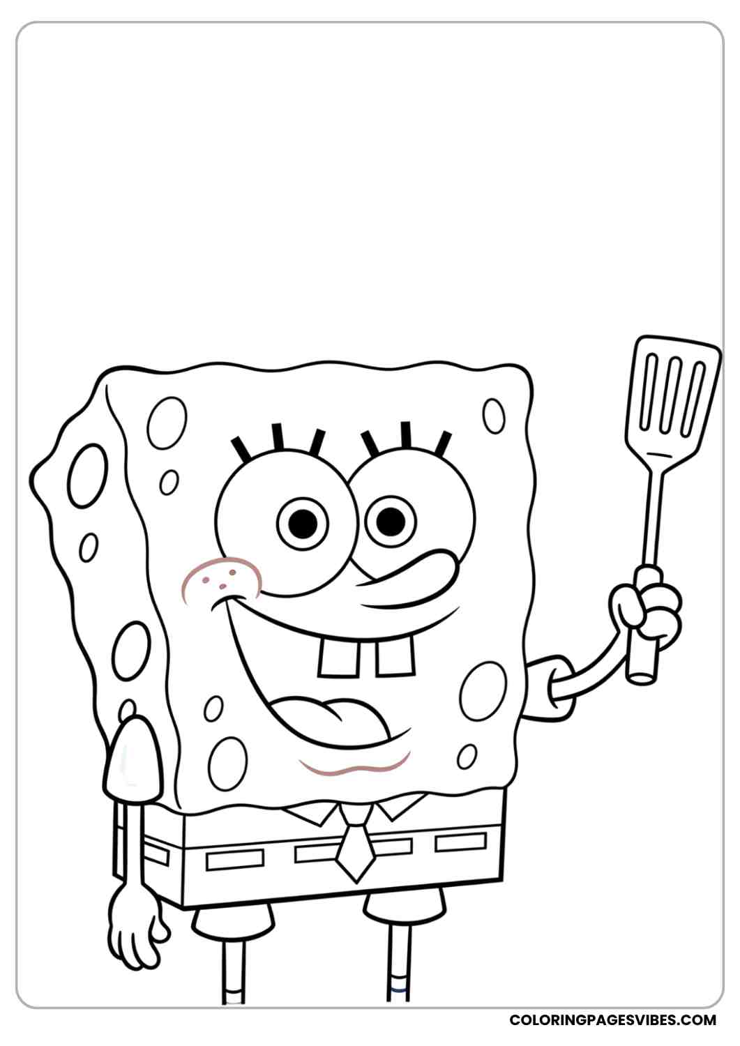 spongebob holding spatula coloring page