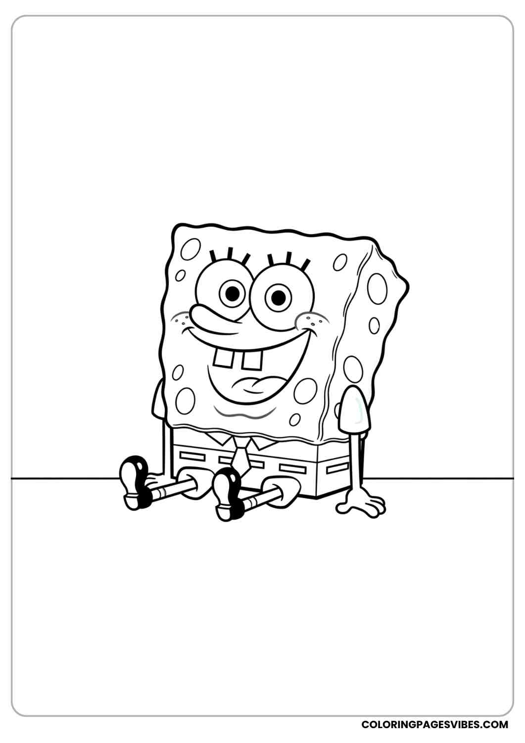 spongebob sitting with big grin coloring page