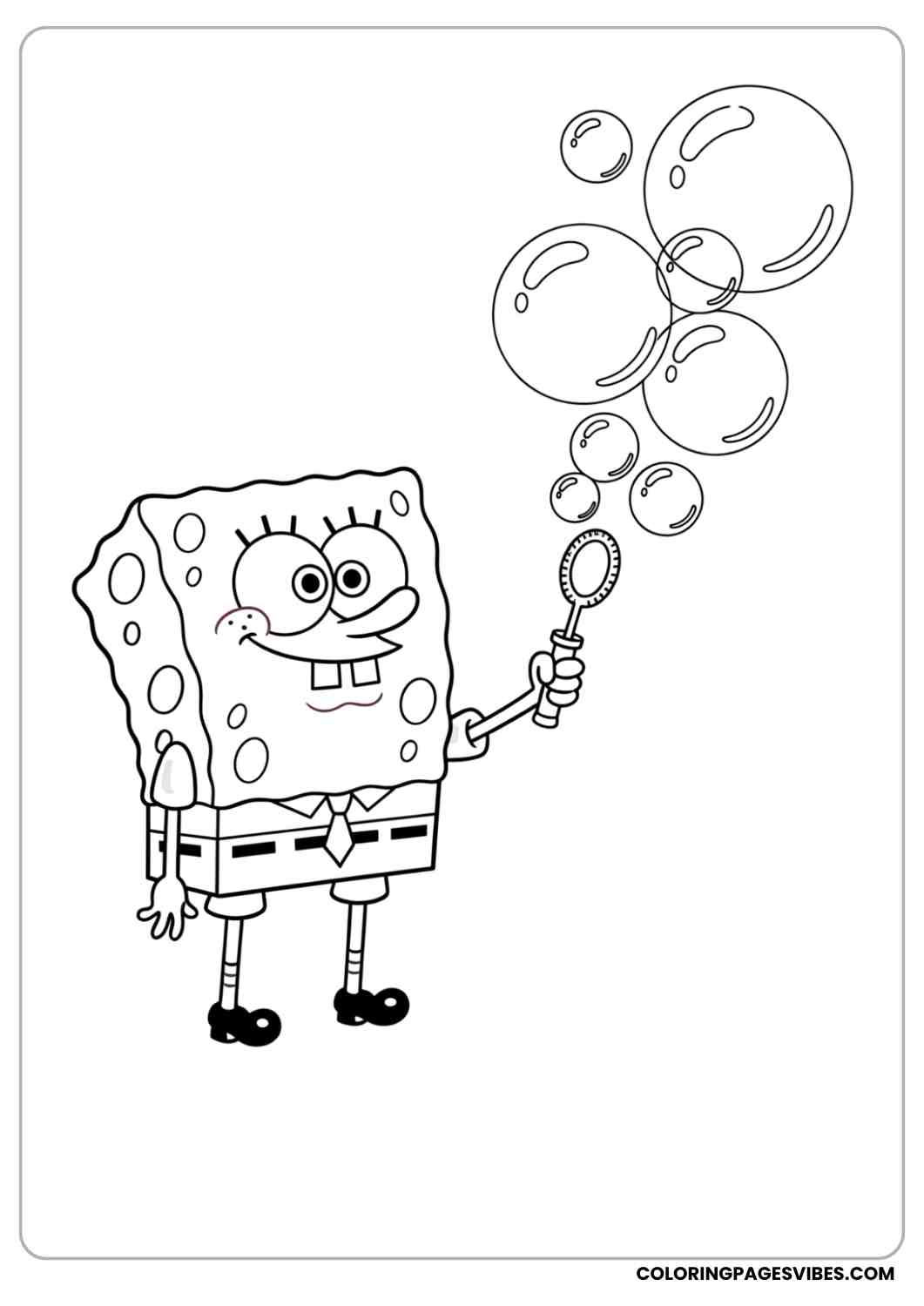 spongebob blowing big bubbles coloring page