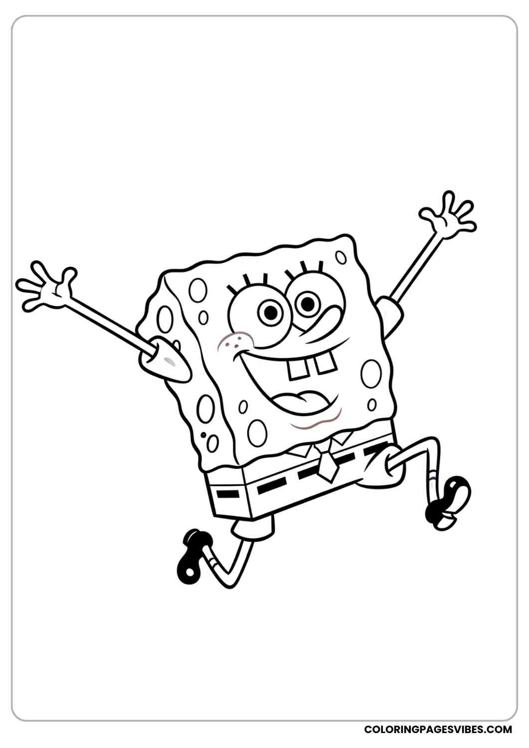 spongebob jumping with excitement coloring page