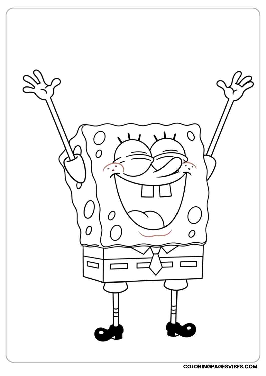 spongebob laughing with arms up coloring page