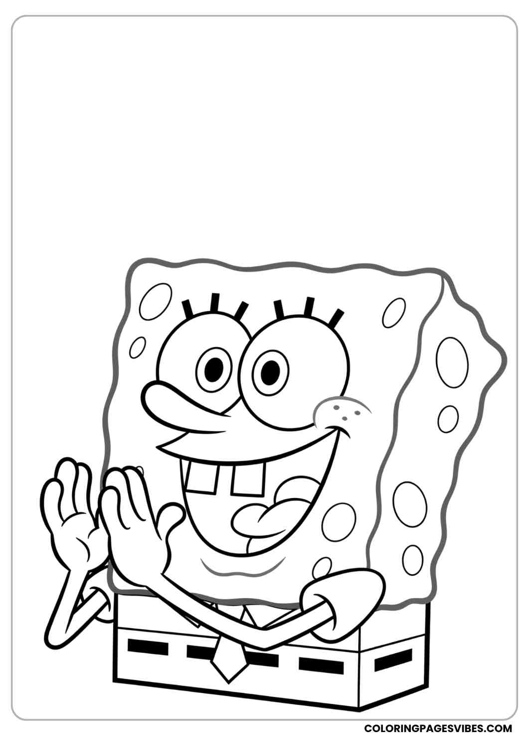 spongebob clapping joyfully coloring page