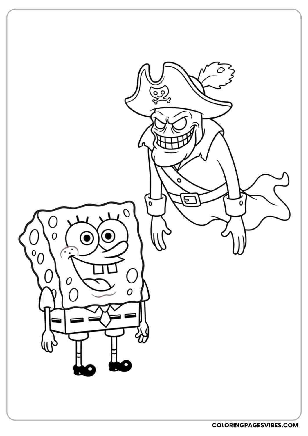 spongebob with flying dutchman coloring page