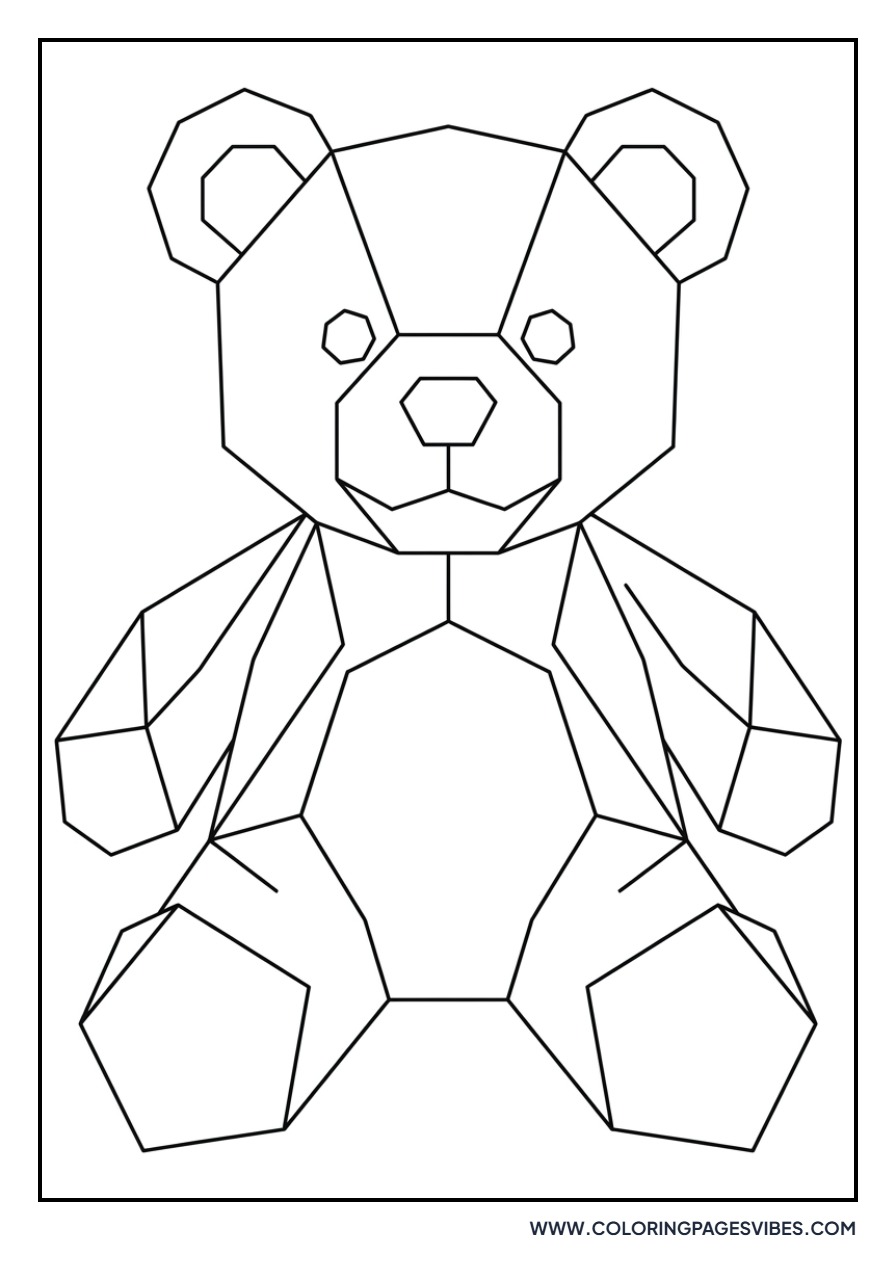 Geometric Teddy Bear Outline