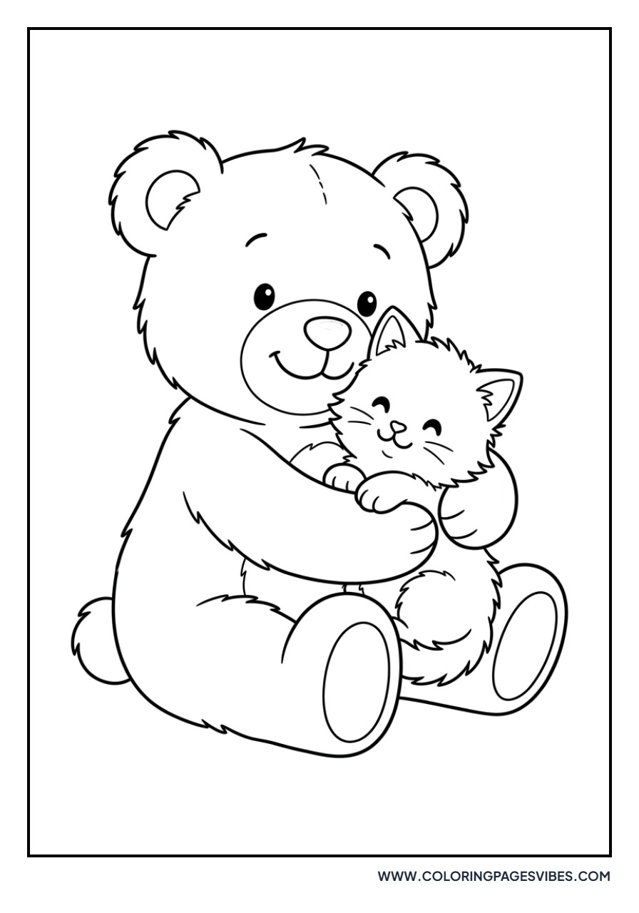Teddy Bear and Kitten