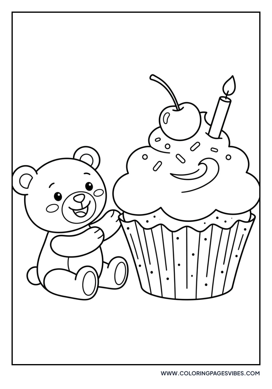 Teddy Bear with Cupcake