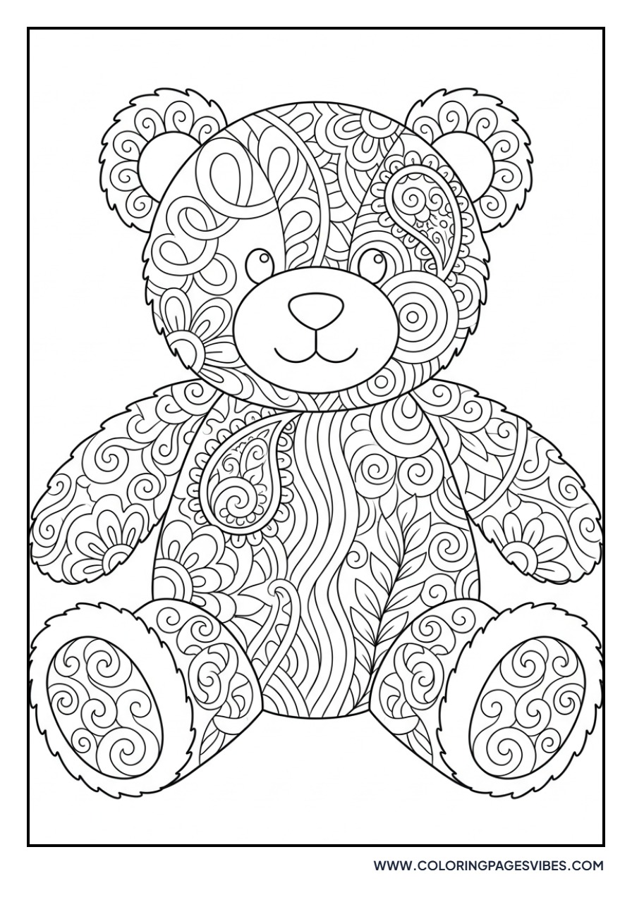 Zentangle Pattern Teddy Bear