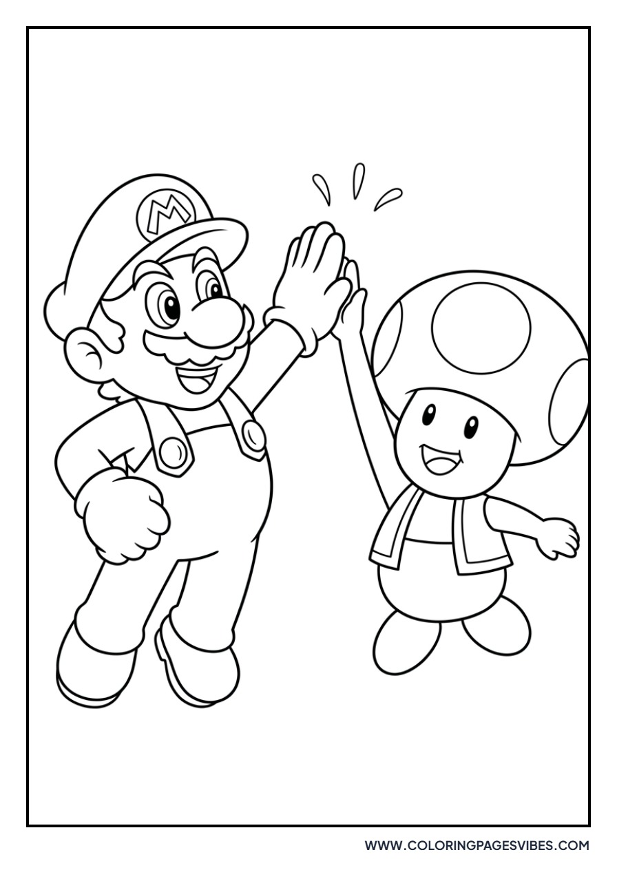 Toad and Mario High Five