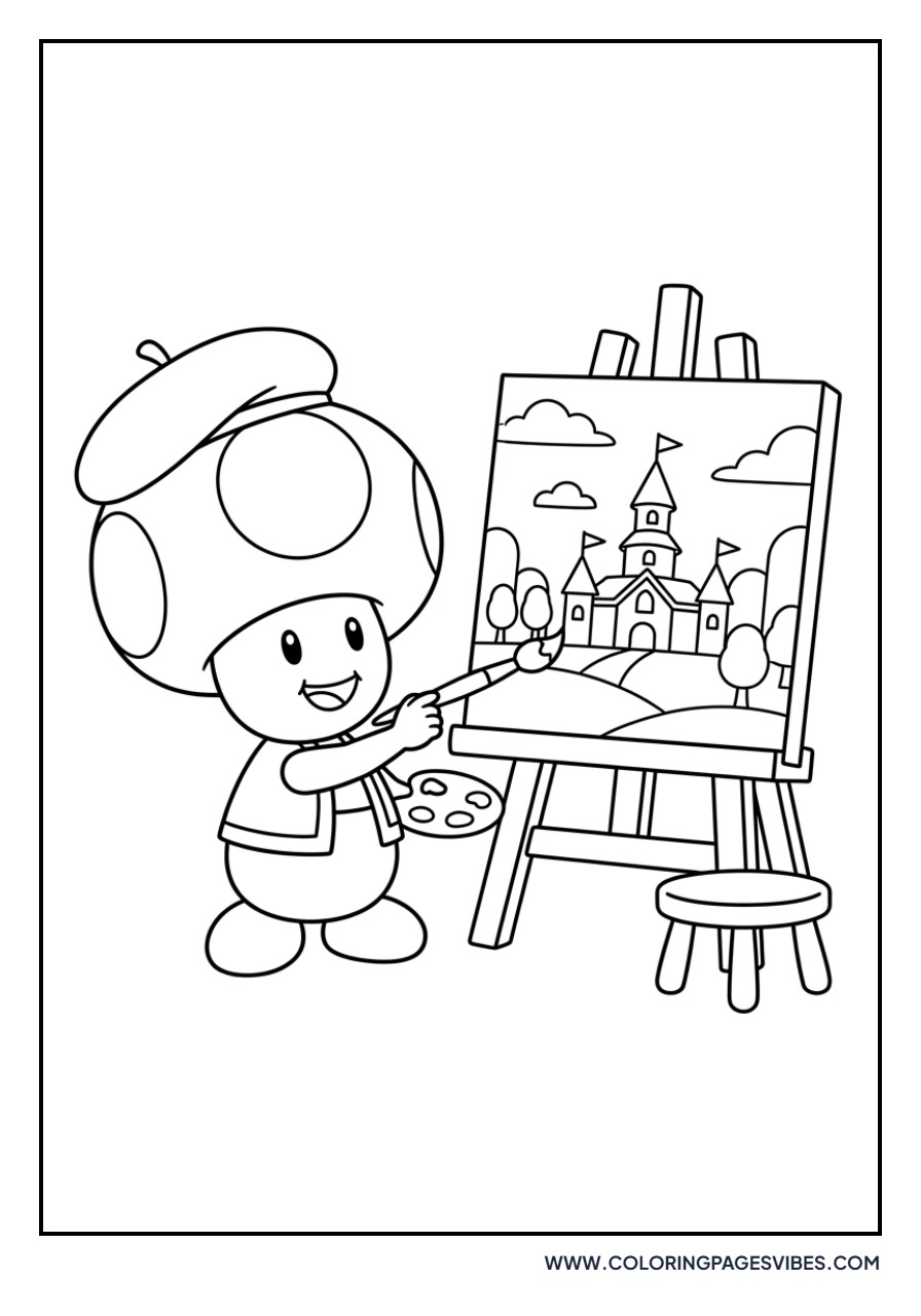Toad Painting on a Canvas