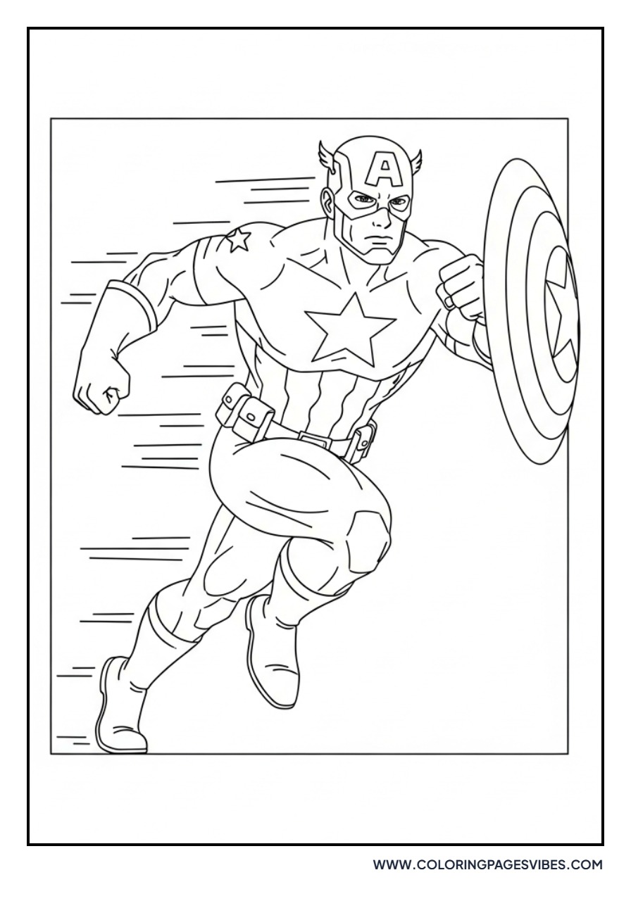 Captain America Running Fast Hero